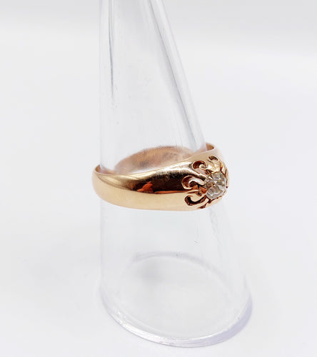 Bague 55 Bague jonc antique or rose 14k diamant taille ancienne 0,30 carats (circa 1906) 58 Facettes A06289