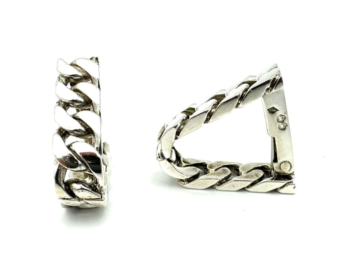 Boutons de manchette HERMES. Boutons de manchette vintages argent 58 Facettes