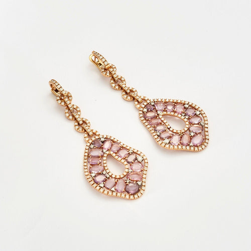 Boucles d'oreilles Boucles d'oreilles vintage saphirs et diamants sertis sur or jaune 58 Facettes 3679