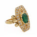 Ring 54 Rectangle ring Yellow gold Emerald Diamonds 58 Facettes