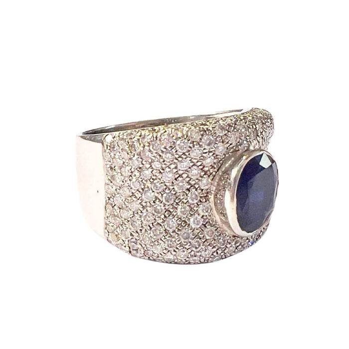 Bague 54 Bague en or du XXème siècle de style contemporain avec diamants et saphir 58 Facettes Q71B (920)