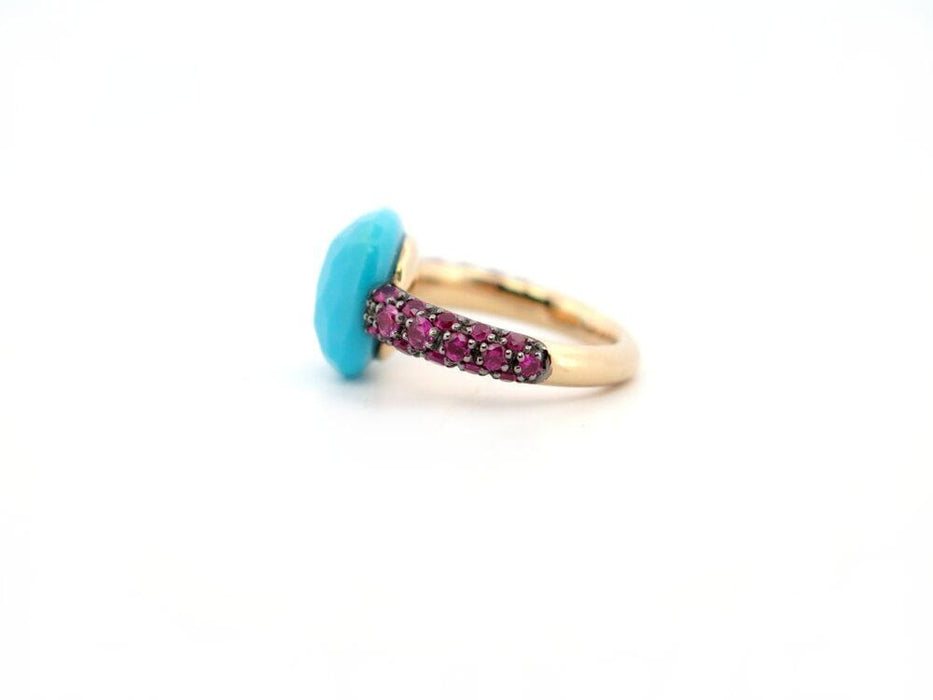 Bague 47 bague POMELLATO capri turquoise & rubis t47 en or rose 18k boite 58 Facettes 265806