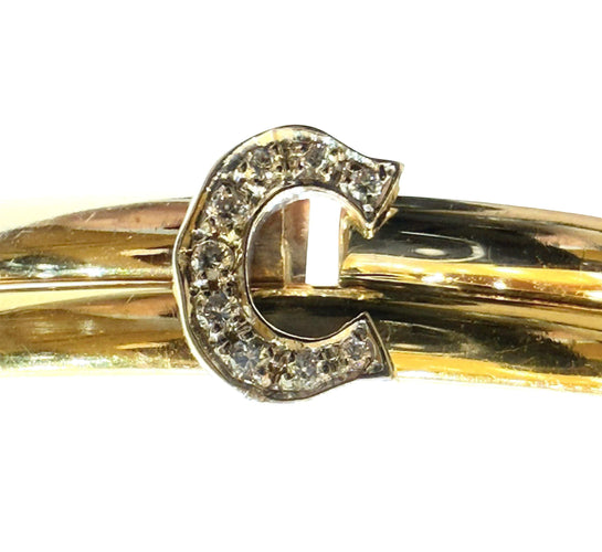 Bracelet jonc double C 2 ors et diamants