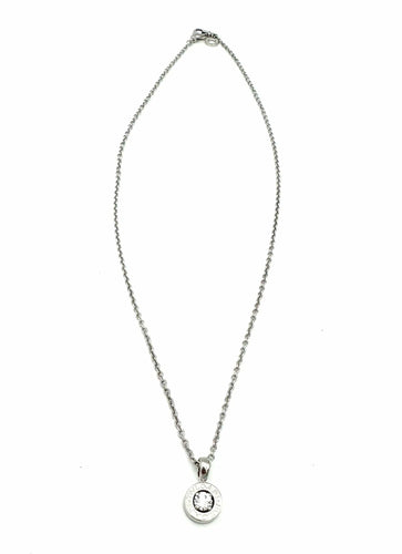 Collier BVLGARI. Collection "BVLGARI-BVLGARI", collier or blanc 18K et diamant 58 Facettes