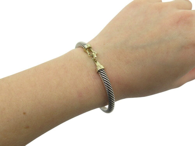 Bracelet bracelet DAVID YURMAN buckle classic cable 5mm en argent 925 or jaune 14k 58 Facettes 267212