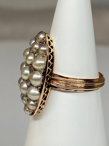 Bague 47 Bague marquise perles fines, diamants 58 Facettes AB54