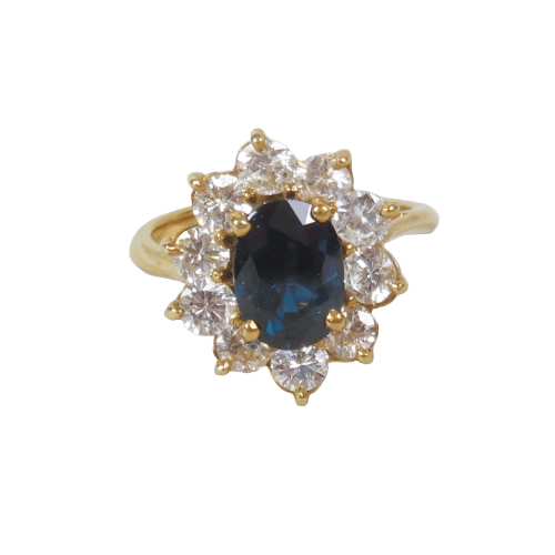 Bague 52 Bague Marguerite or jaune, saphir et diamants 58 Facettes