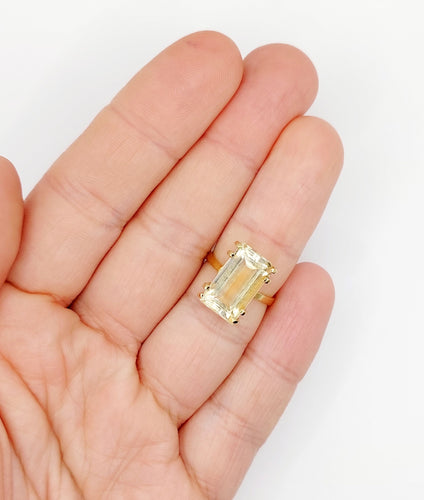 Bague 49 Bague cocktail or rose 18k ornée d'une citrine de 6.65 carats art deco 58 Facettes A04938