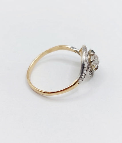 Bague 53 Bague tourbillon antique en or 18k et platine et diamants (circa 1900) 58 Facettes A06348