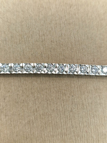 Bracelet Bracelet tennis cube en or blanc 18kt et diamants 58 Facettes