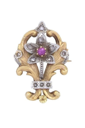 Broche Broche rubis diamants napoléon III 58 Facettes 088701