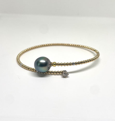Bracelet Bracelet or, perle de Tahiti et diamant 58 Facettes