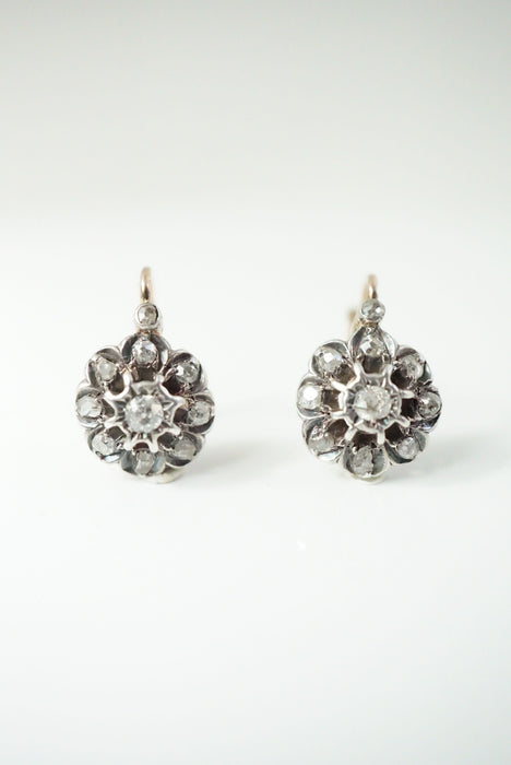 Boucles d'oreilles Boucles d'oreilles marguerite diamants taille ancienne 58 Facettes