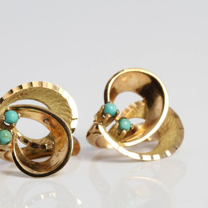 boucles d'oreilles ovales en or avec turquoise
