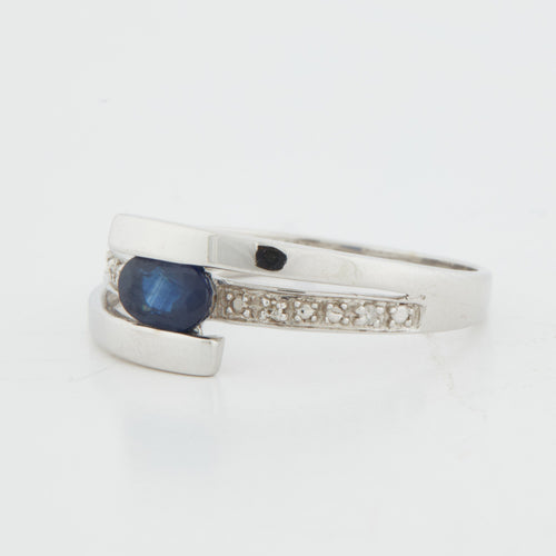 Bague 59 Bague Or Blanc - Saphir et Diamants 58 Facettes RÉF 1027/14