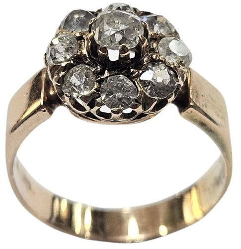 Bague 49 Bague grappe espagnole, XIXe siècle, or jaune, diamant taille ancienne 58 Facettes Q405B