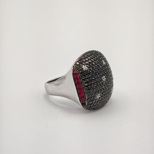 54 White gold Black Diamond Dress ring 58 Facettes 21006500