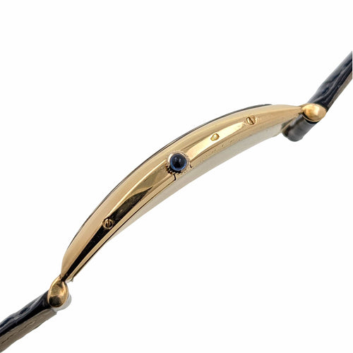 Montre Cartier Tonneau EXTREMELY RARE Cartier Tonneau Historic Piece Circa 1920 Cintree Curved 18k Gold with Gold Buckle + Box 58 Facettes