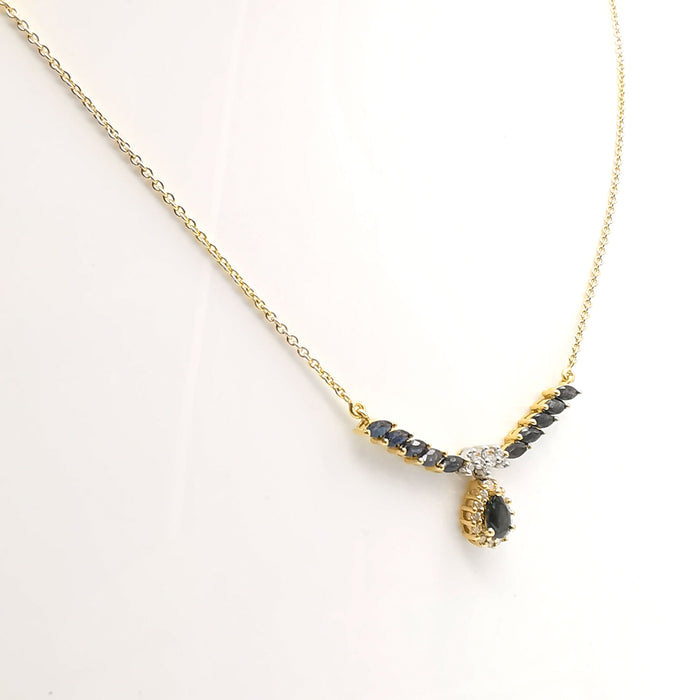 Collier or jaune saphirs et diamants