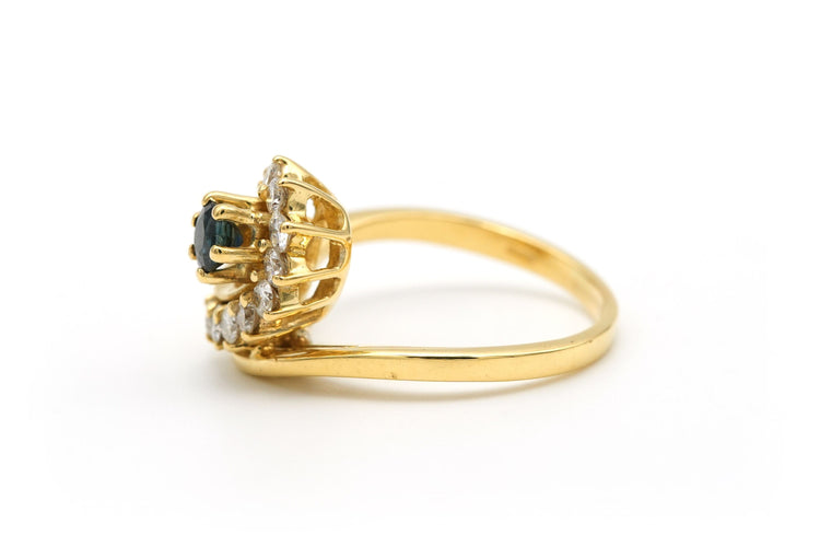 Bague 54 Bague contemporaine or jaune, saphir, diamants (+-0.48ct) 58 Facettes B641