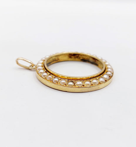 Pendentif Pendentif victorien or jaune orné de perles (circa 1890) 58 Facettes A05277