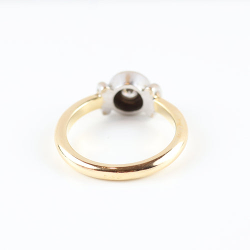 Bague 54 Bague solitaire ancien en or jaune et blanc 18k avec diamant brillant 58 Facettes 159/24 F