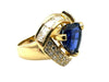 Bague 52 Bague Vintage or jaune 18K, saphir et diamants 58 Facettes