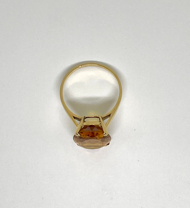 Bague cocktail or jaune citrine 7 carats