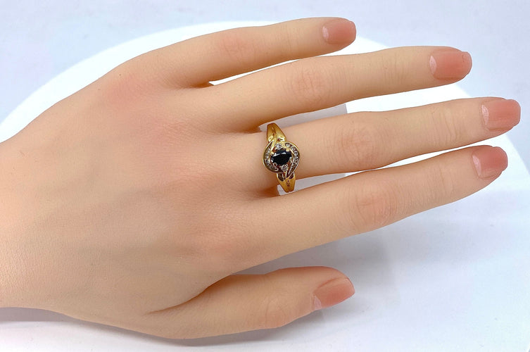 Bague 57 Bague en or jaune saphir et diamants 58 Facettes AB337