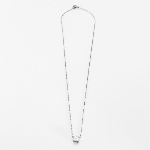 Collier Collier or blanc 18 carats sertie d'un diamant princesse 58 Facettes
