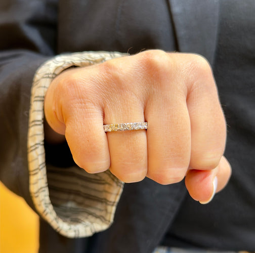 Bague 56 Alliance vintage en or T 56 sertie de diamants 58 Facettes