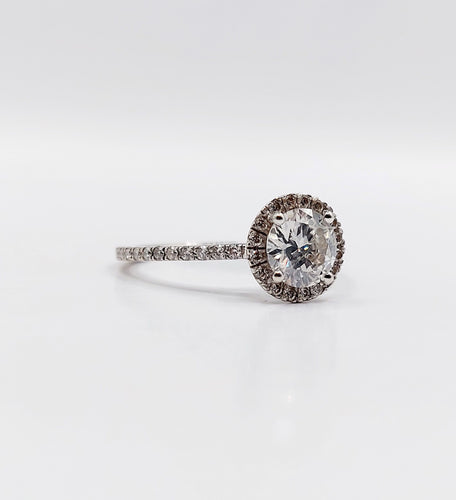 Bague solitaire or blanc, diamant 0,98 carat et certifcat AIG 58 Facettes A06225