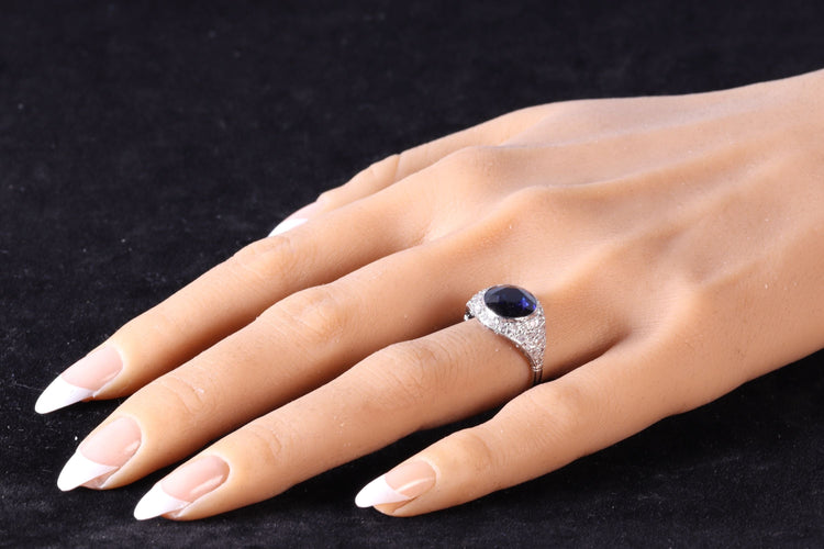 Bague 55 Bague saphir et diamant d'inspiration Art déco des années 1950 : une pièce audacieuse et affirmée 58 Facettes 24332-0063