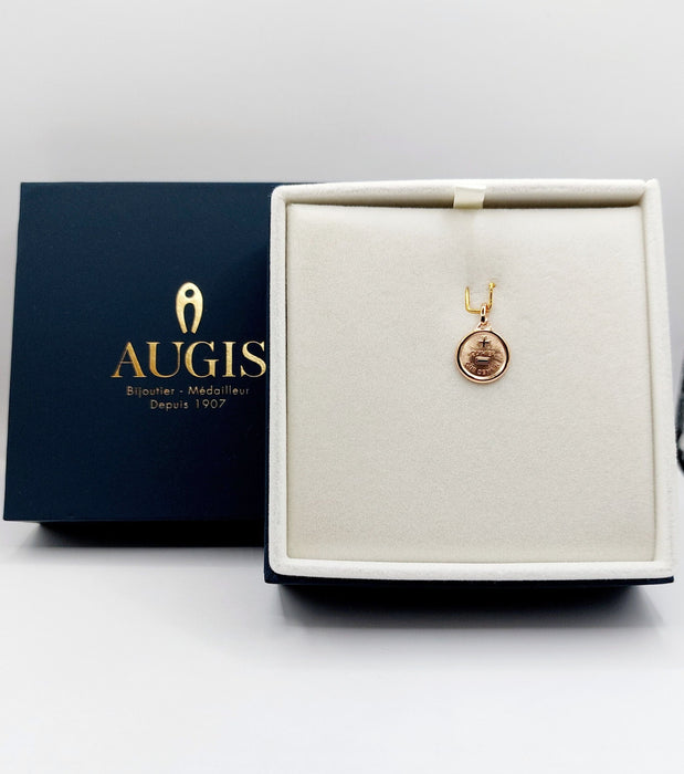 Pendentif AUGIS - Pendentif médaille d'amour or rose "+ qu'hier - que demain"- L'Originale Mini 58 Facettes R1402X0000