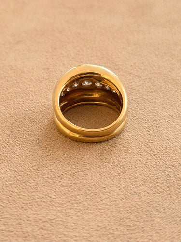 Bague 53 Bague double jonc bandeau en or jaune 18 carats et diamants 58 Facettes
