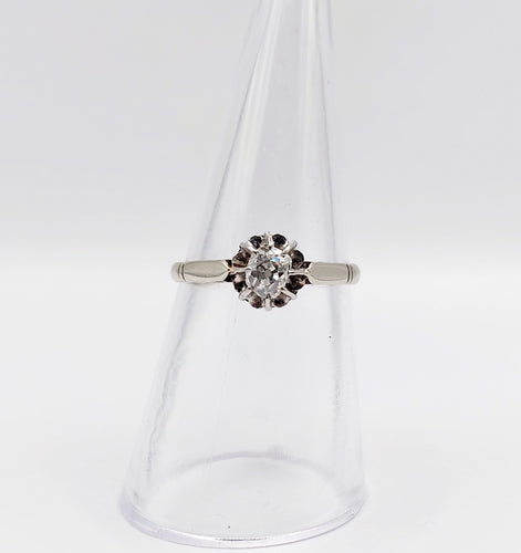 Bague 53.5 Bague solitaire Art Déco or blanc diamant taille ancienne 0.35 carat 58 Facettes A06275