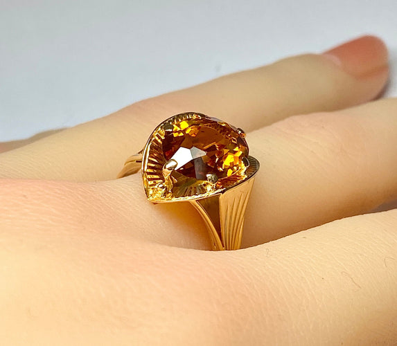 Bague 55 Bague style Art Déco or rose citrine 58 Facettes AB380