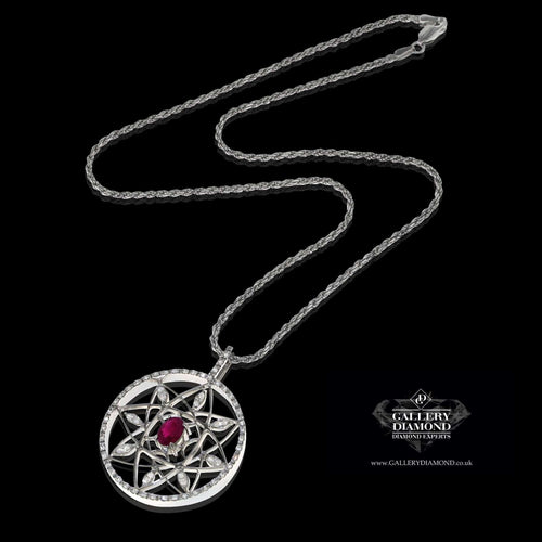 Collier Pendentif en or blanc, rubis ovale (chaîne non incluse) 58 Facettes PG-201047