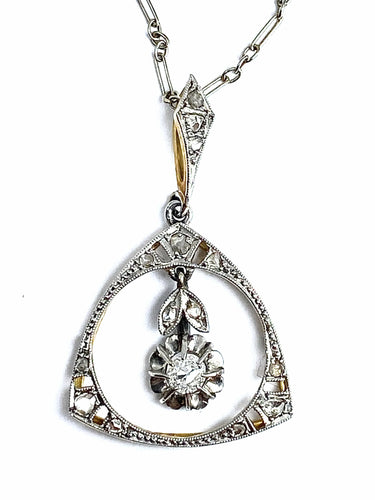 Pendentif en diamants sur chaîne en or 18 carats Art Deco