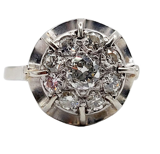 Bague 52 Bague fleur art déco or blanc et platine 58 Facettes A04204