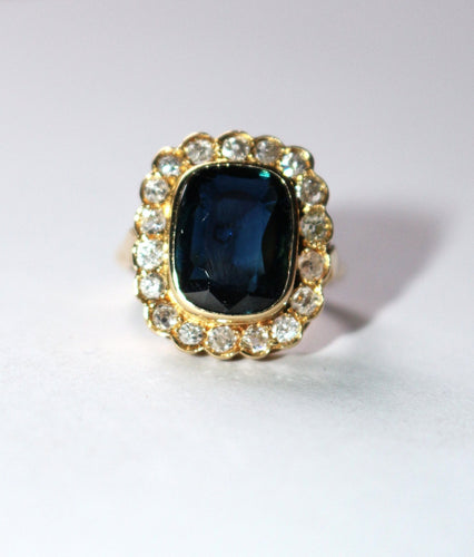 Bague 52 Bague Vintage Or Jaune Saphir Bleu Intense 58 Facettes 576