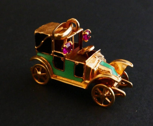 Enameled Car Charm Pendant, Gold 58 Facettes