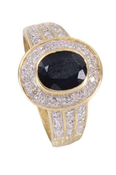 Bague 2 ors, saphir, diamants