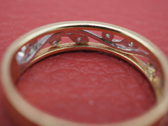 Bague 54 Bague or jaune diamant floral 58 Facettes