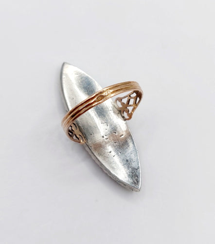 Bague 55.5 Bague marquise « Au firmament » en or rose 18K, émail bleu et marcassite 58 Facettes A06380