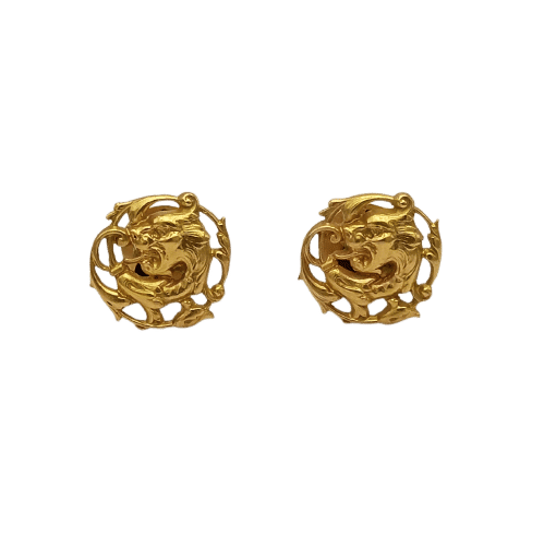 Boutons de manchette Boutons de manchette vintage figurant une chimère en or 18k 58 Facettes