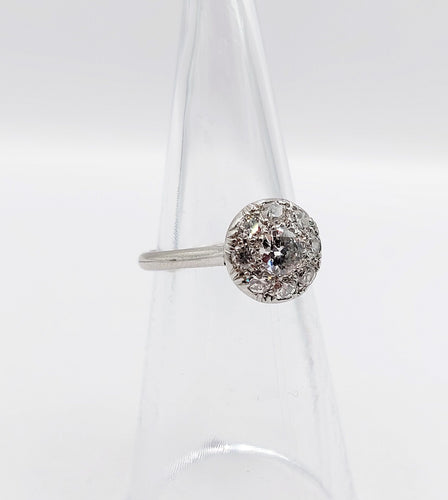 Bague 49 Bague marguerite art deco Platine et 0,65 carats diamant (circa 1940) cible 58 Facettes A06164