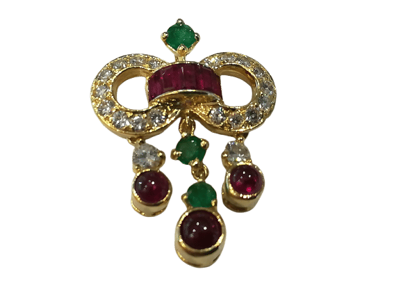 Pendentif Pendentif Rubis Emeraudes Diamants 58 Facettes