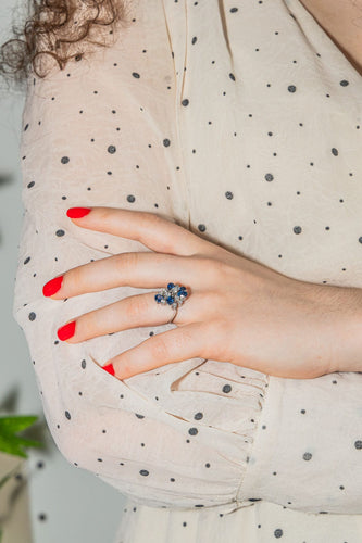 Bague 49 Bague Cocktail Or blanc Diamant, Saphir 58 Facettes 3263781CN