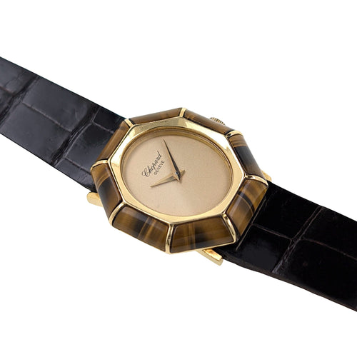 Chopard Ellipse Rareté 5045 1 Montre Bijou Pierre Œil de Tigre Or Jaune 18 carats
